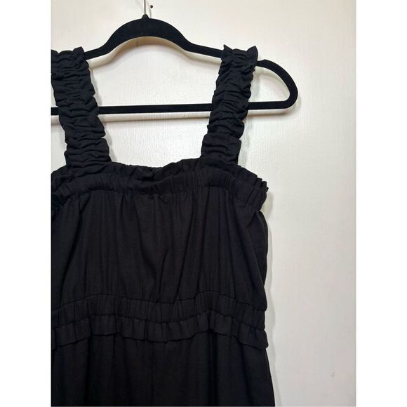 Blu Pepper Buttoned Jumpsuit Black Ruffle Straps M NWT - Picture 8 of 11